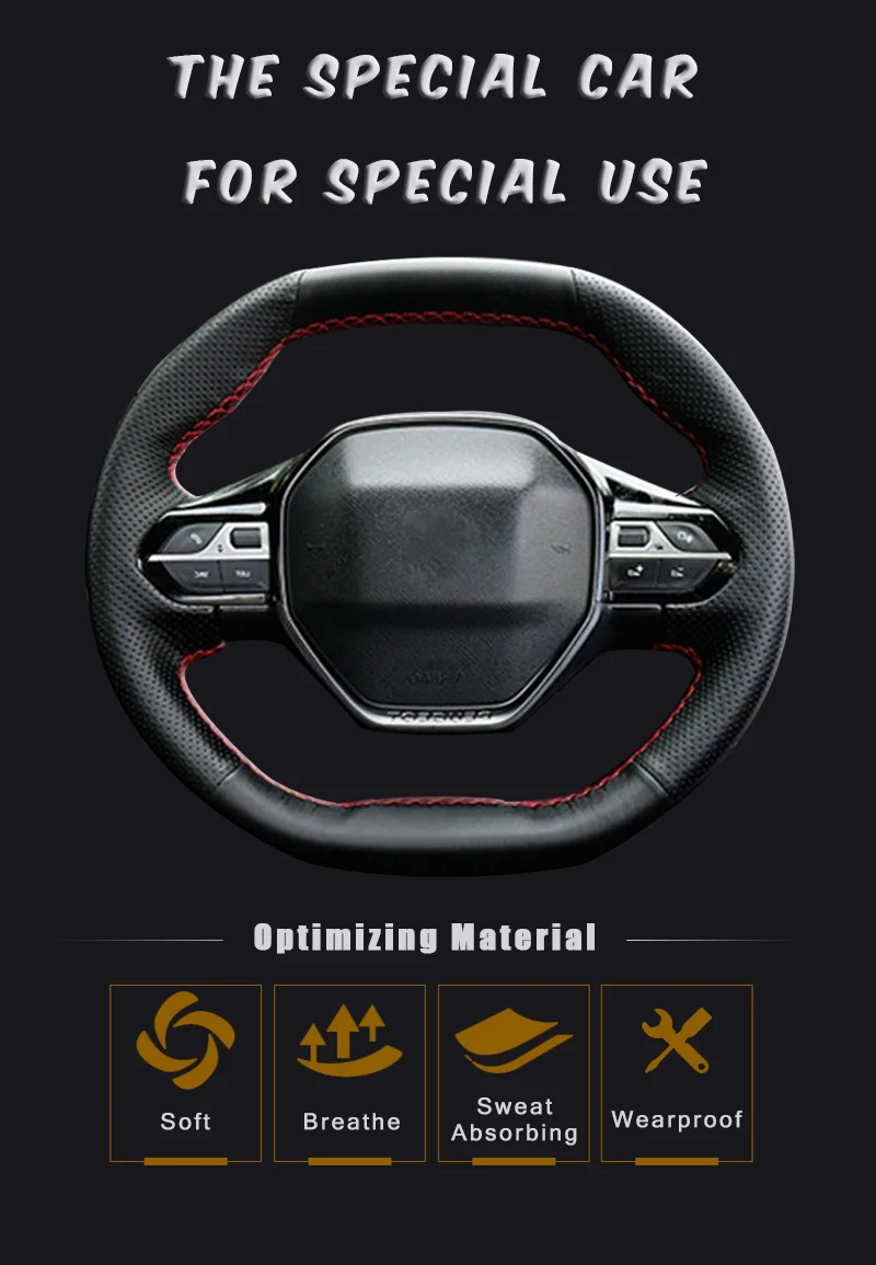 Авто Кожаная оплетка на руль крышка рулевого колеса для peugeot 4008 3008 DIY автомобиля чехлы интерьерные аксессуары авто-Стайлинг
