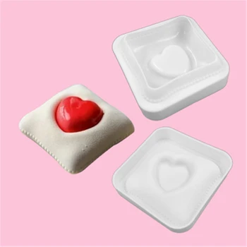 

Loving Heart Embed Throw Pillow Shape Silicone Mold Nonstick Chocolate Mousse Cake Baking Mould Handmade Pudding Jello Pan