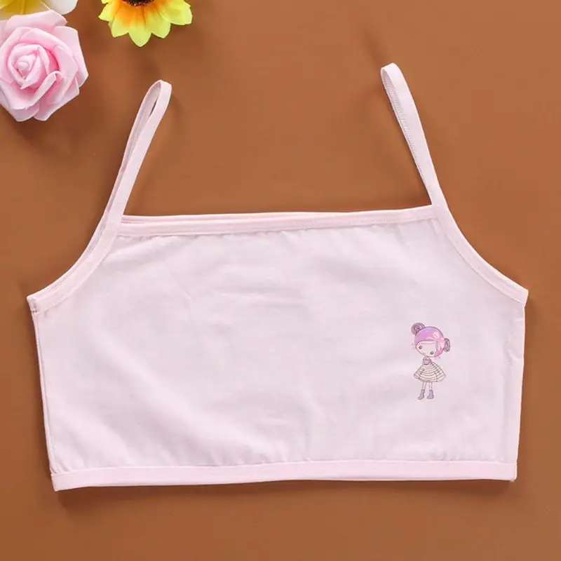 Puberty Girls Bra Comfortable Wireless Underwear Cartoon Training Bra Crop Top