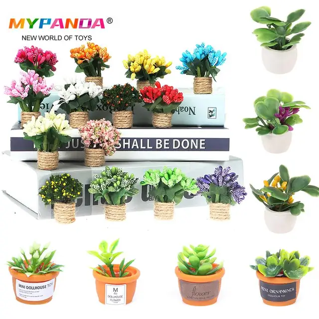 1PC Simulation Potted Plants 1:12 Dollhouse Miniature Green Plant In Pot Furniture Home Decor Accessories 3