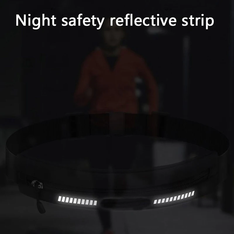 Outdoor Sports Running Cell Phone Luminous Waist Bag Cycling Hiking Waterproof Slim Mobile Phone Pouch Key Card Earphone Holder