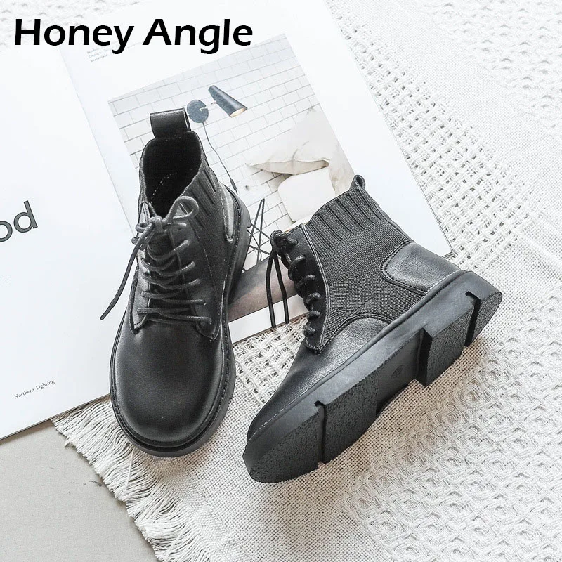 Honey Angle/демисезонные детские ботинки для девочек детская кожаная обувь мальчиков