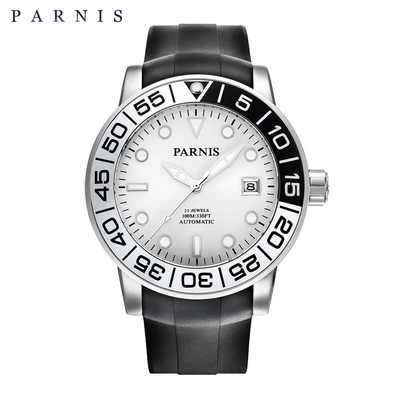

PARNIS Casual Automatic Men's Watch Relojes Hombre 2017 Sapphire Crystal Rubber Luminous Auto-Date Mechanical Watches Clock Men