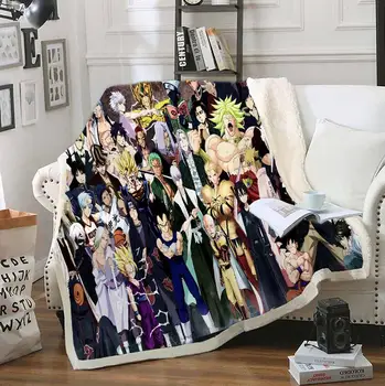 

ONE PUNCH MAN Funny Character Blanket 3D Print Sherpa Blanket on Bed Home Textiles Dreamlike Style 04