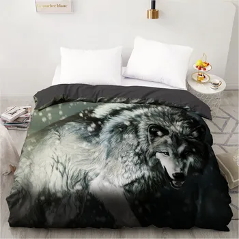 

3D Design Animal Wolf Quilt Covers Duvet Cover Comforter Blanket Case Bedding Bag King Full Single Size Home Textile