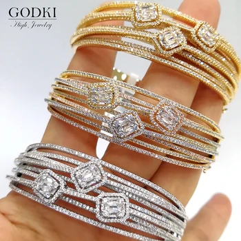 

GODKI 2020 Luxury Crossover BOLD Bangles For Women Wedding Full Baguette Cut Cubic Zirconia Crystal Dubai Bracelet Party Jewelry