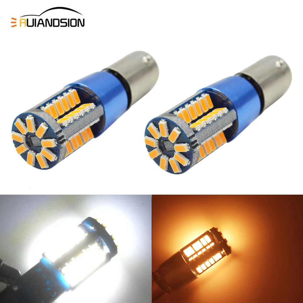 

2x No-polar 9-30V BA9S LED Bulb 57smd H21W BAX9S BAY9S T4W H6W led car 4014 Side Wedge Light Interior Signal Lamp white yellow