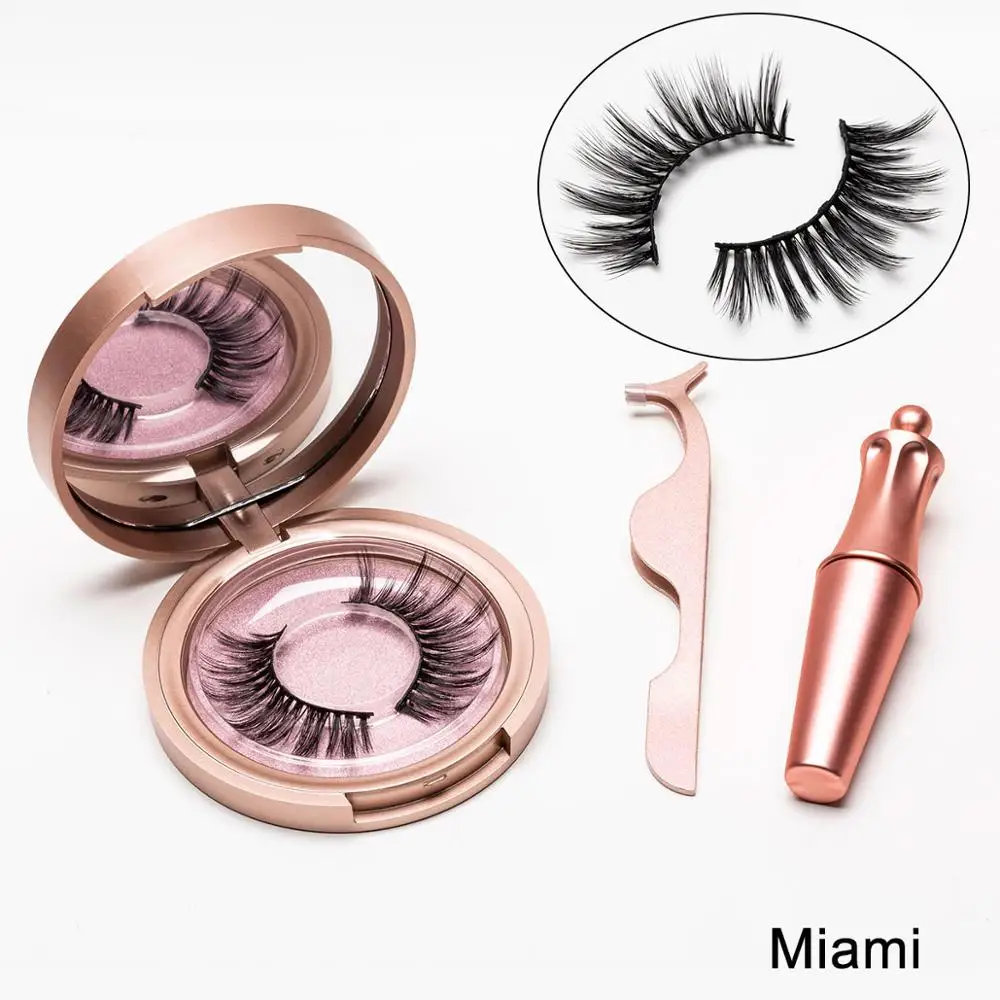 Miami Набор Магнитных ресниц, магнитная подводка для глаз, 5 магнитных накладных ресниц, набор для завивки ресниц, натуральные длинные ресницы для наращивания ресниц - Цвет: Miami