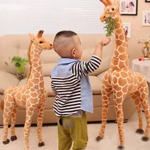 Милые огромные плюшевые игрушки жираф, реалистичные Мультяшные животные, мягкие куклы, настоящая имитация оленя, мягкие игрушки для рождественских подарков