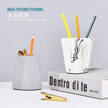 

Cement creative multi-function pen holder minimalist makeup brush storage Barrel bench Flower Bottle Ornaments Pen container