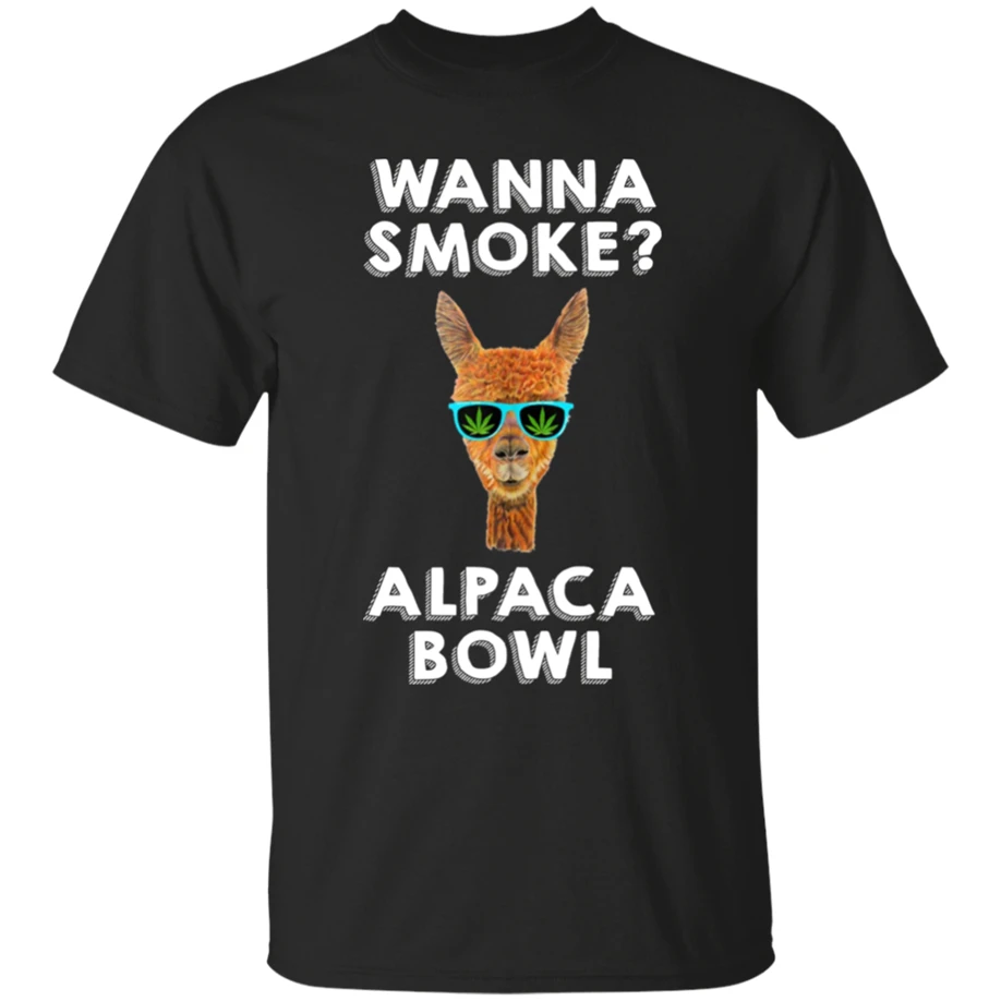 Wanna Smoke Alpaca Bowl Weed черная футболка S-2Xl уличная забавная |