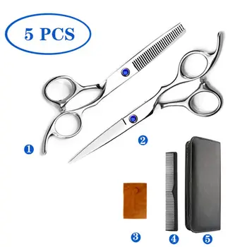 

5/10pcs Professional Hair Cutting Scissors Set Shears Razor Comb Clips Cape Kit 896D