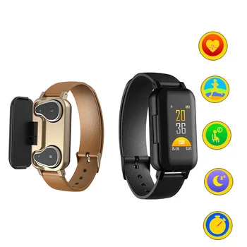 

Smart Watch With Bluetooth Earphone Health Tracker Pedometer Fitness Bracelet Smart Wristband with Wireless Headphones 2in1