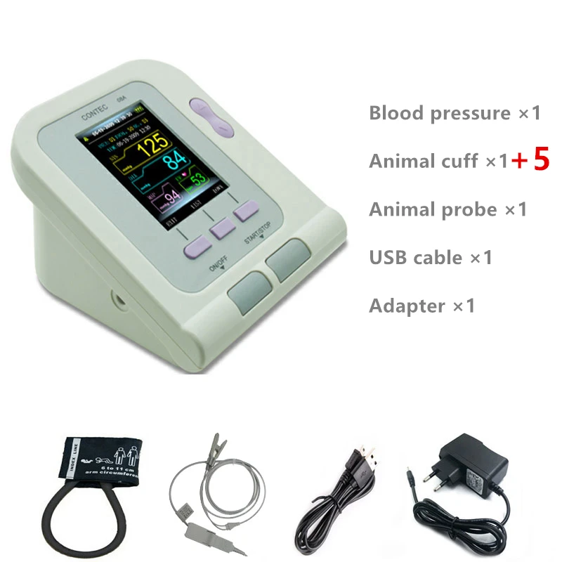 Wondcon цифровой Ветеринарный монитор кровяного давления NIBP SpO2 с 5 манжетами в форме
