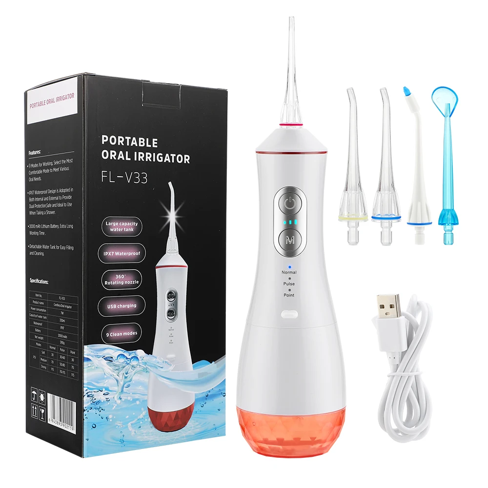 Oral Irrigator Dental USB Portable Water Jet Tooth Cleaner Mouth Washing Devices Teeth Cleaning Tool with 4 Nozzles Care | Бытовая