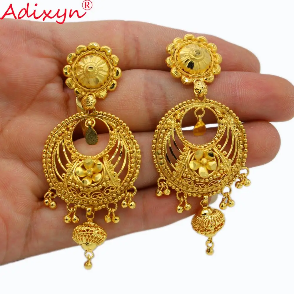 Adixyn New India Ethnic Earrings For Women Gold Color/Copper Manual Jewelry Religious Activities N10279