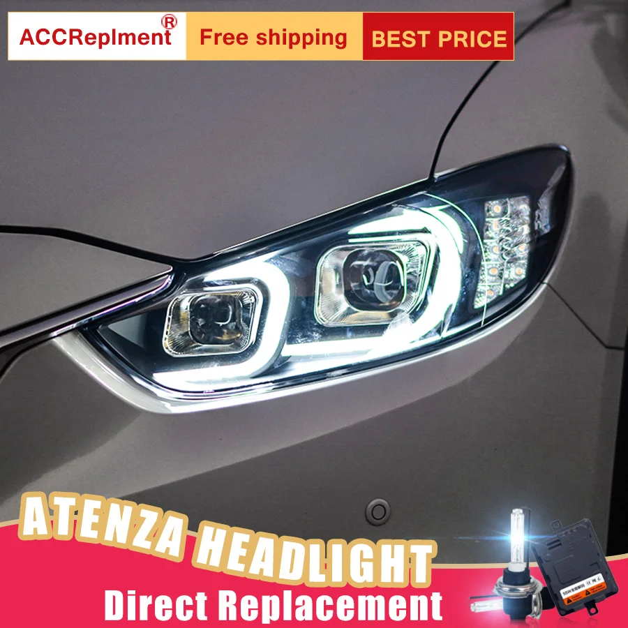 2 шт. светодиодный фары для Mazda 6 Atenza- светодиодный автомобильный фонарь ангельские глазки ксенон HID комплект Противотуманные фары светодиодный дневные ходовые огни