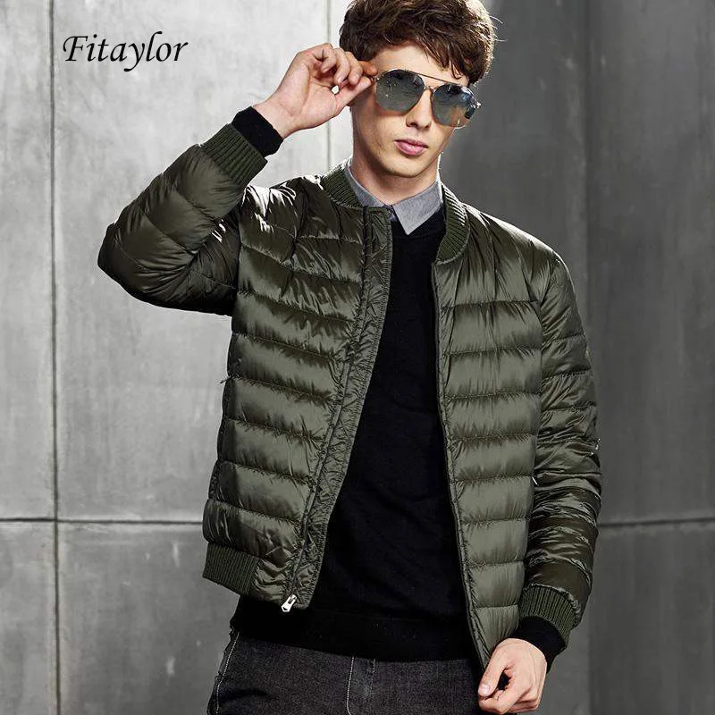 Fitaylor/зимняя мужская Ультралегкая пуховая куртка теплая парка на 90% белом утином