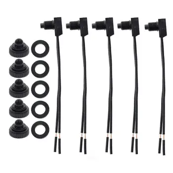 

5PCS Waterproof Push-Button On-Off Switch Wired Self-Locking Modified Button Switch for Motorcycle/Auto Car