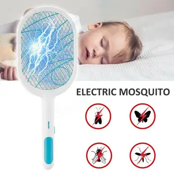 

Fly Mosquito Swatter Rechargeable LED Electric Insect Bug Swatter Pest Anti Killer Zapper Net Racket Safe Mosquito 3-Layer K0S2