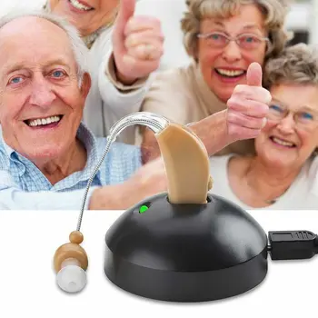 

Hearing Aids Rechargeable Behind Ear Digital Mini Hearing Aid Audiphone Sound Amplifier Portable Hanging Ear US Plug/EU Plug