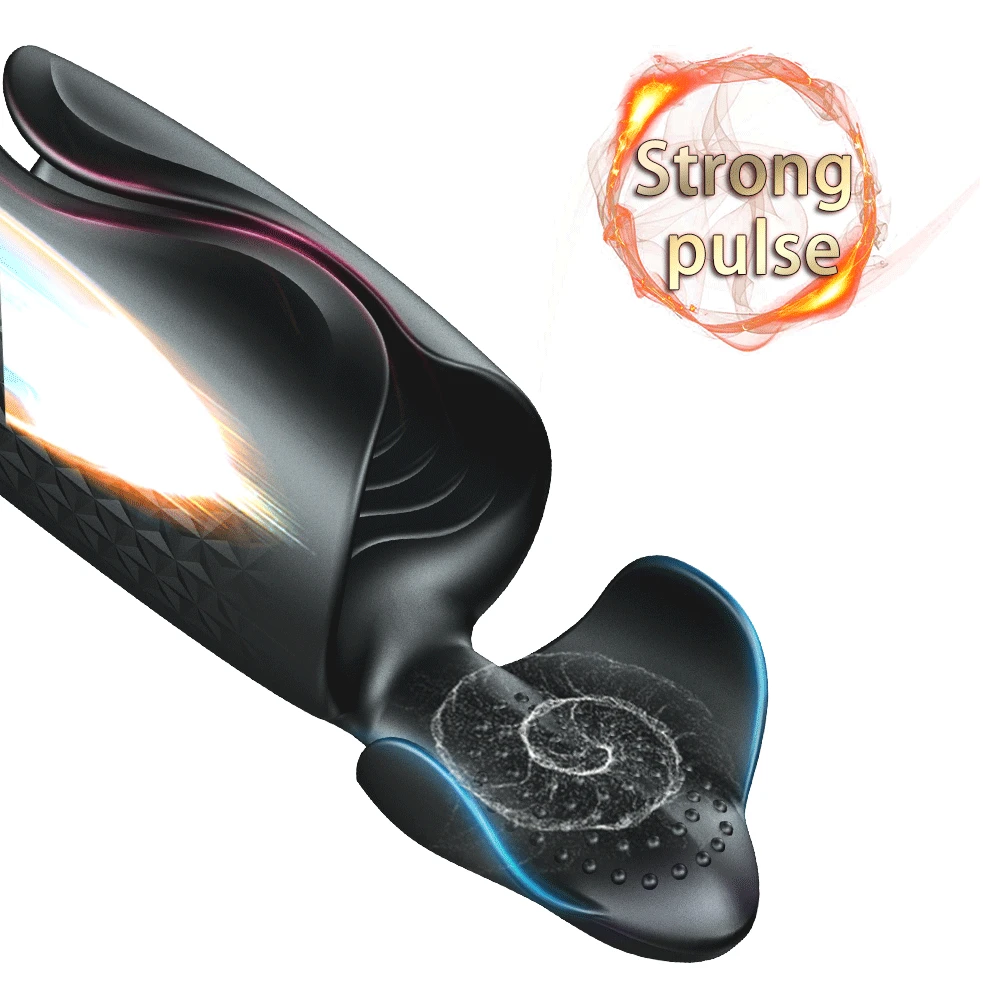 Kopen Glan Vibrator Pijpbeurt Mannelijke Masturbatie Cup Penis Massager Uithoudingsvermogen Vertraging Blijvende Trainer Elektrische Puls Vibrator Mannen Sex Toys