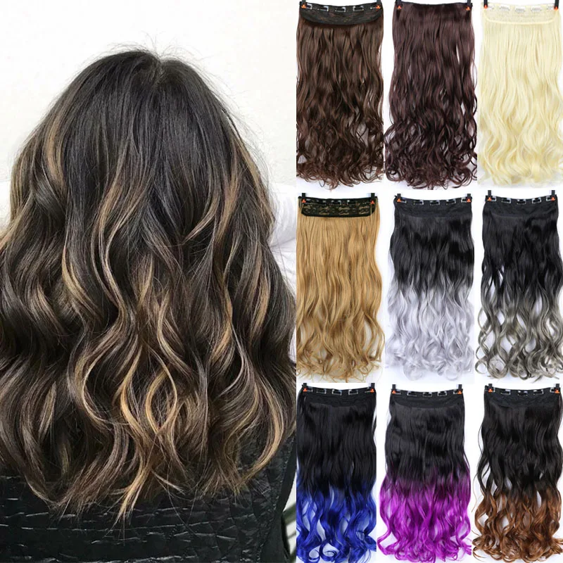 

DIANQI long curly clip in black brown hair extensions high tempreture synthetic hair piece variety of colors are available