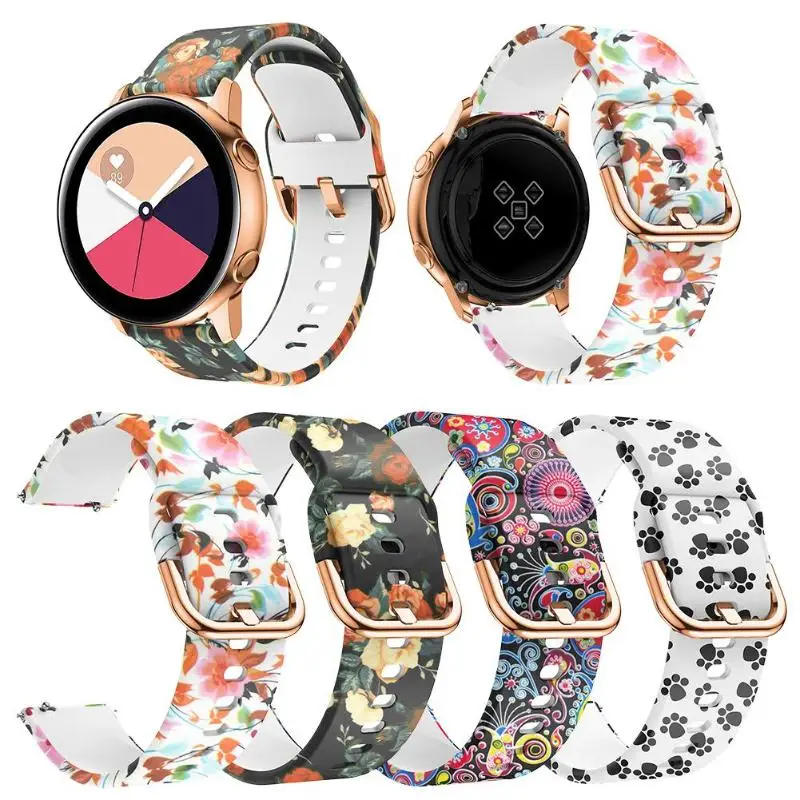 Printing Silicone Watchband Wrist Strap for Samsung Galaxy Watch Active | Наручные часы