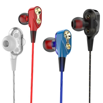 

Wired earphone Super Bass Noise Isolation HIFI 3.5mm dual drive stereo In-Ear Earphones With Microphone Computer earbuds For Pho