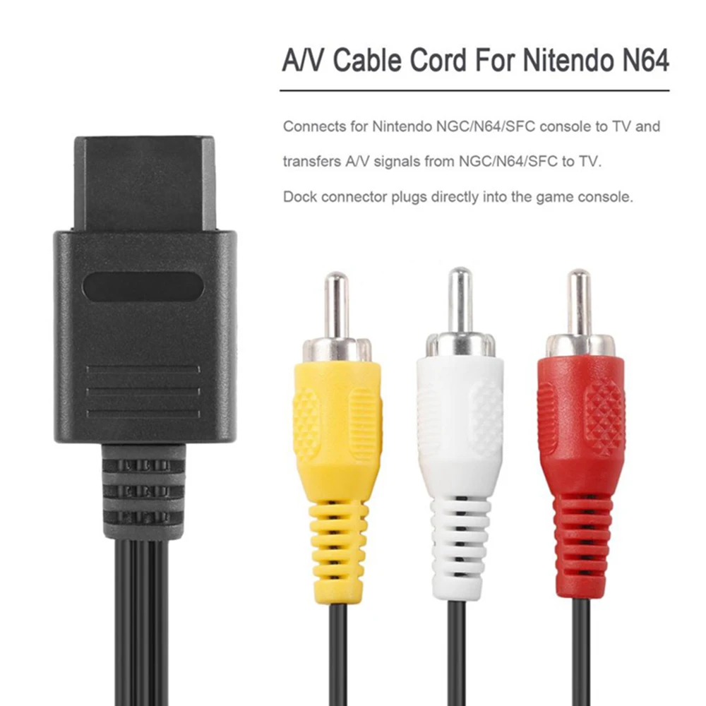 6FT 3RCA AV ТВ Аудио Видео Стерео Композитный кабель для Nintendo N64 SNES|Кабели| |