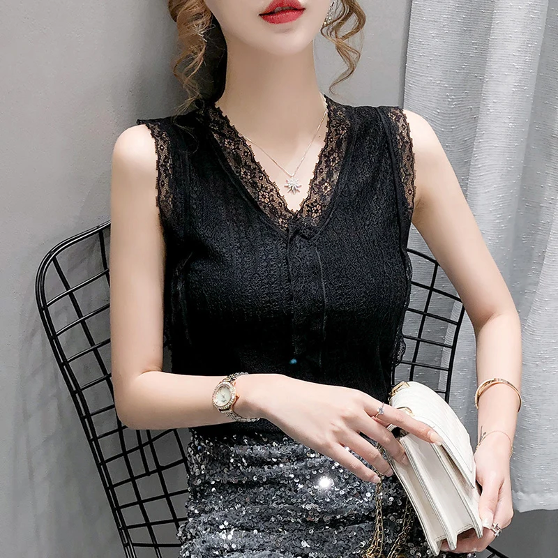 

Women Tops Lace Shirt Blusas Femininas Blouses Shirts New Fashion Sleeveless Women Blouse Plus Size Women Clothing Streetwear