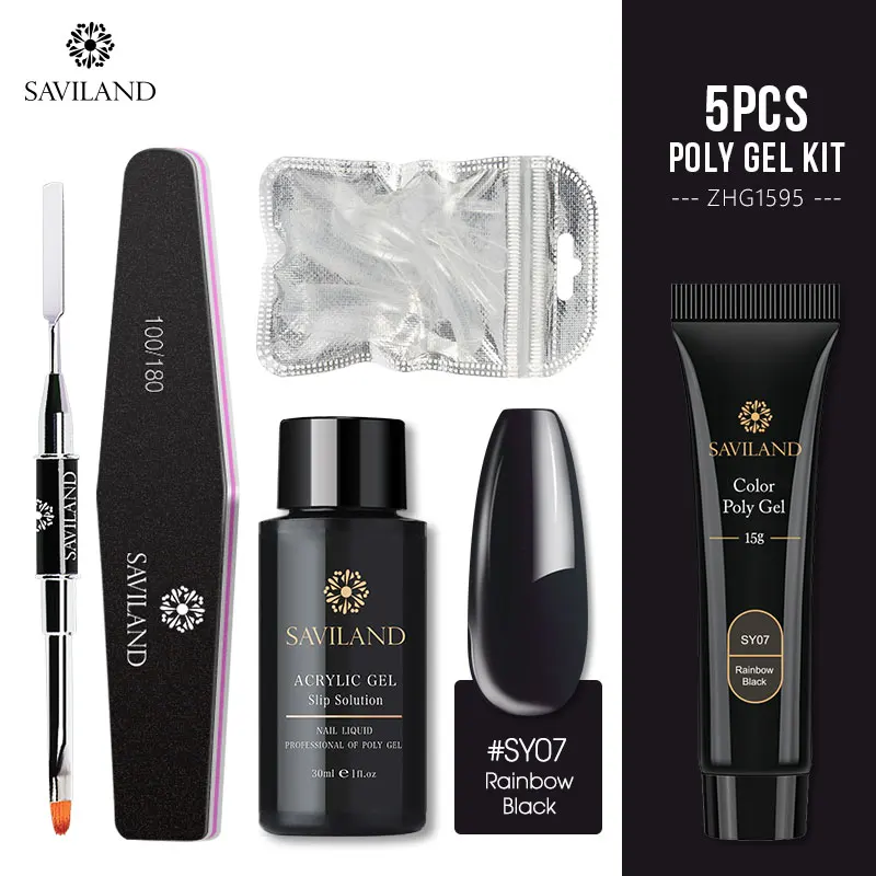 5PCS ZHG1595 Saviland Цвет поли гель набор 15 мл УФ-гель для ногтей быстрый жесткий строитель расширение верхнее Базовое покрытие для ногтей дизайн салона - Цвет: 5PCS ZHG1595