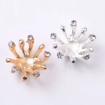 

30 PCS 15mm DIY Jewelry Accessories Metal Alloy Crystal Rhinestone Flower Core Fittings For Jewelry Making