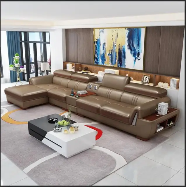 Personalizar nuevo diseño moda cuero y tela combinación sala de estar para sala de estar| - AliExpress