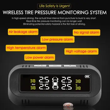 

C68 TPMS Hidden Tire Pressure Monitoring System Automotive Solar Wireless Tire Pressure Temperature Alarm with External Sensor