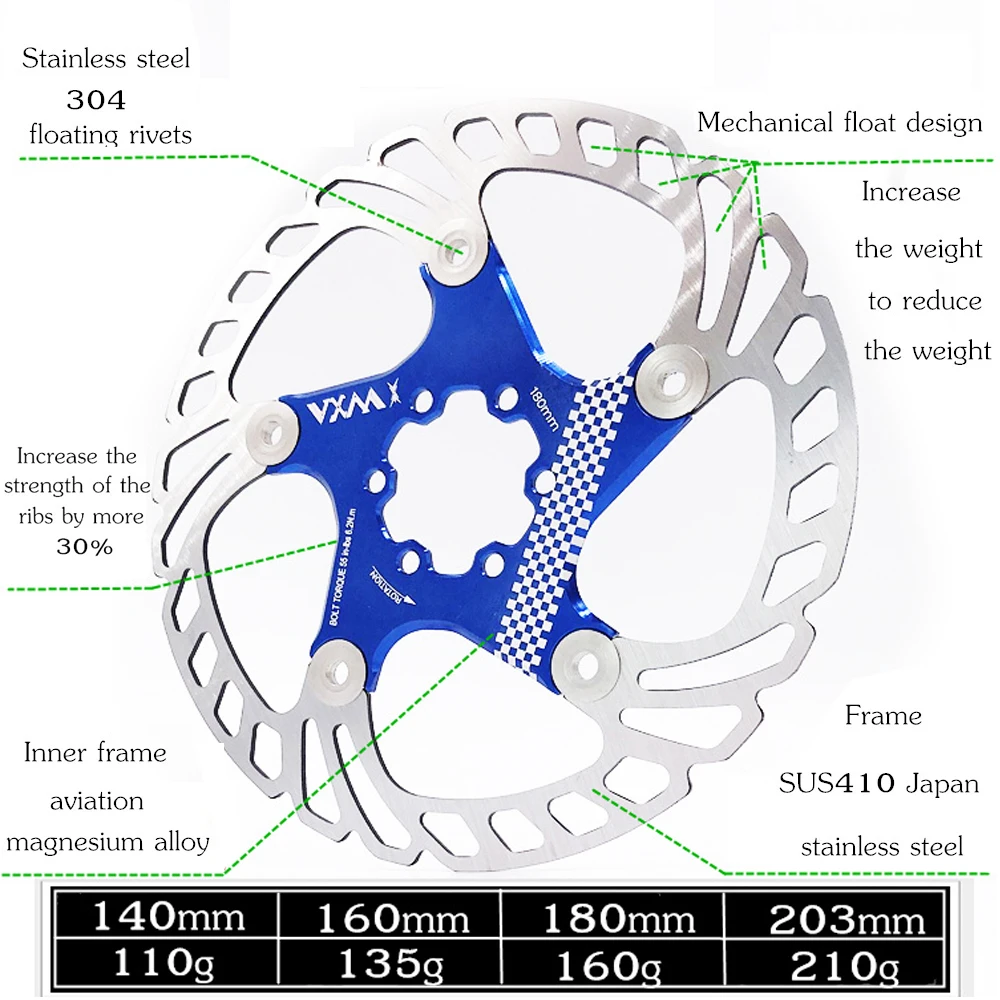 Велосипед vxm плавающие дисковые тормоза поплавок/сверхлегкий MTB велосипедные тормозные колодки с шестью отверстиями дисковые роторы 140/160/180/203 мм Запчасти для велосипедов