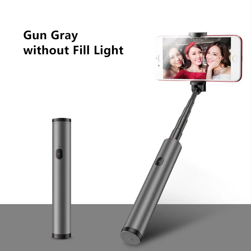 Gun Gray Protable Mini Bluetooth Selfie Stick with LED Fill Light for iPhone 11 Pro max, iPhone xr, Samsung HuaWei XiaoMi - Цвет: Gun Gray