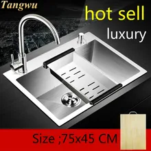 Модная кухонная раковина, прочная, 3 мм, толстая, пищевая, 304, нержавеющая сталь, один слот, горячая Распродажа, 72x45 см