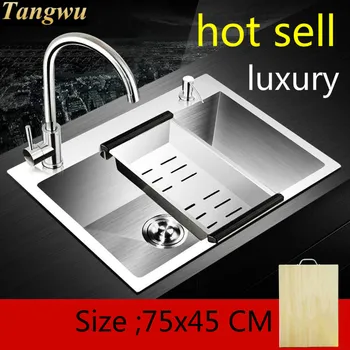 Best Free Shipping Fashion Kitchen Sink Durable 3 Mm Thick Food Grade 304 Stainless Steel Hand Single Slot Hot Sell 72x45 CM
