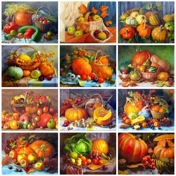 

Huacan 5d Diamond Painting Fruit Diamond Art Full Drill Home Decoration Mosaic Pumpkin Handmade Gifts For Women