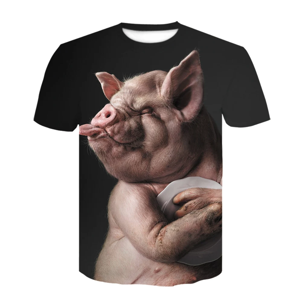 

Fun novelty animal pig cow dog orangutan sheep series T-shirt men and women 3D printed T shirt Harajuku style t-shirt summer top