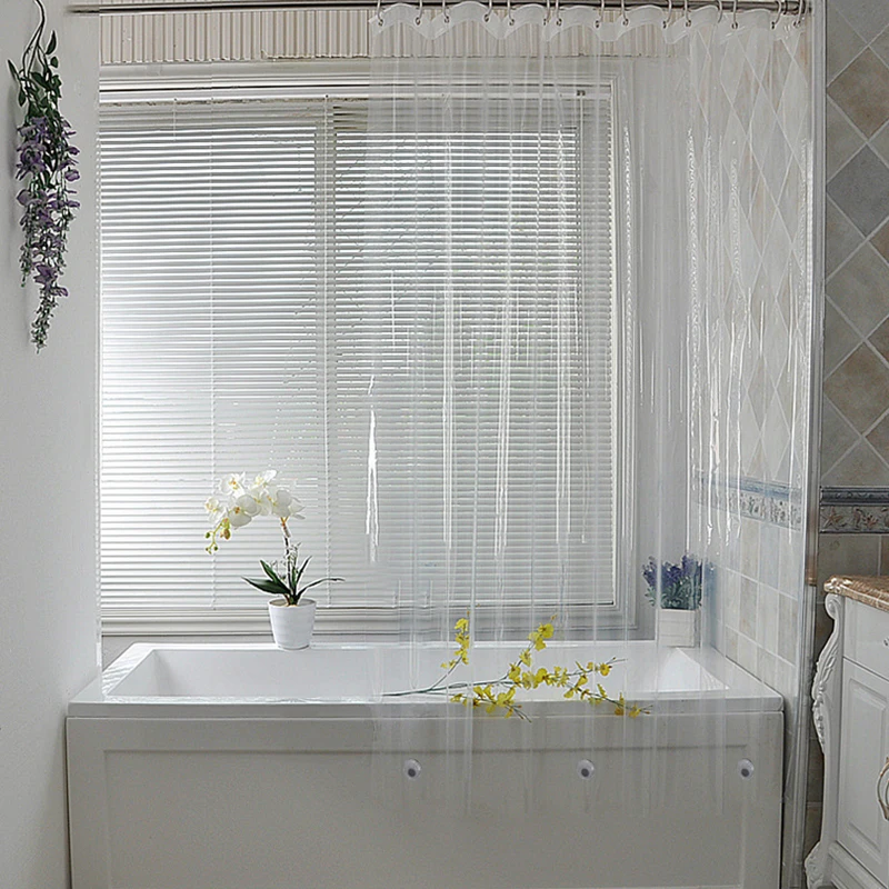 Waterproof PEVA Bathing Shower Curtain Bathroom Curtains With Plastic Hooks Kit 