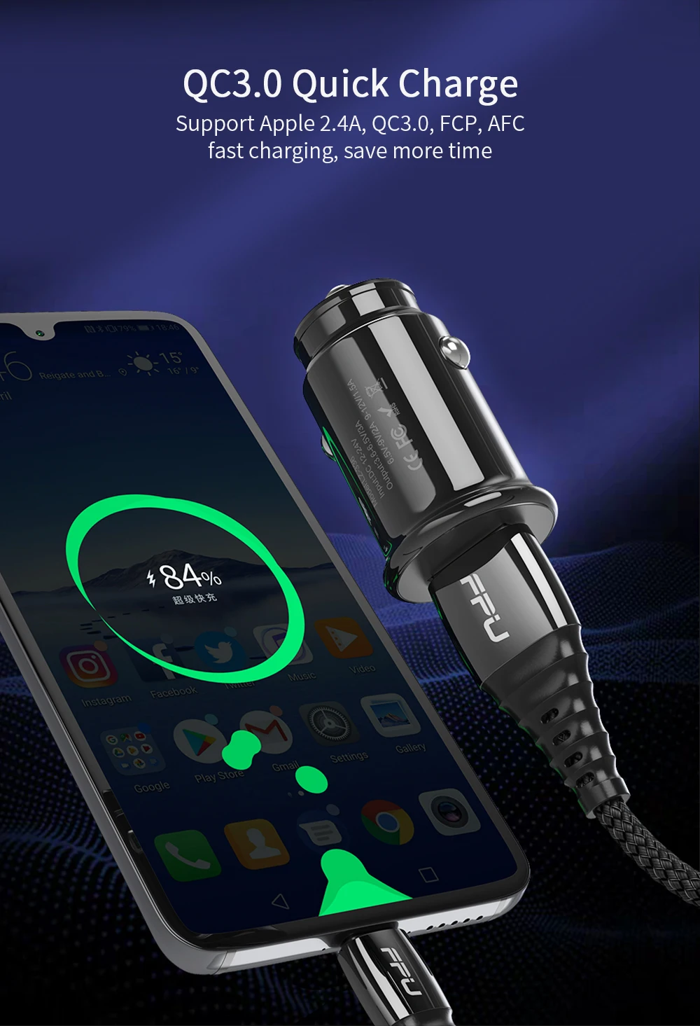 FPU мини USB Автомобильное зарядное устройство Quick Charge 3,0 для мобильного планшета gps QC3.0 QC 3A быстрое зарядное устройство автомобильное зарядное устройство Автомобильный Адаптер зарядного устройства для телефона