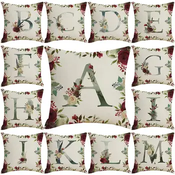 

English Letter Flower Throw Pillow Case Cushion Cover Sofa Bed Car Cafe Decor