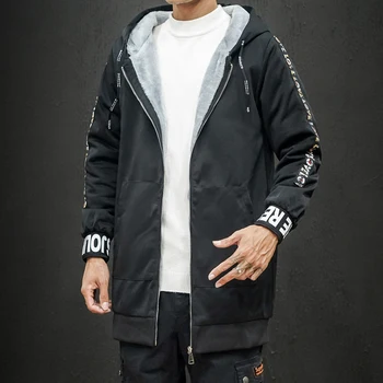 

M-5XL 2019 Trench Coat Men Casual Fashion Men Long Coat Windbreaker Overcoat Winter Velvet Trend Japanese Style Plus Size Hooded