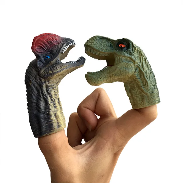 5pcs Simulation Dinosaur Finger Puppet Toy Mini Silicone Dinosaur Model Telling Story Finger Puppet Party Toys Gift For Kid Baby 2