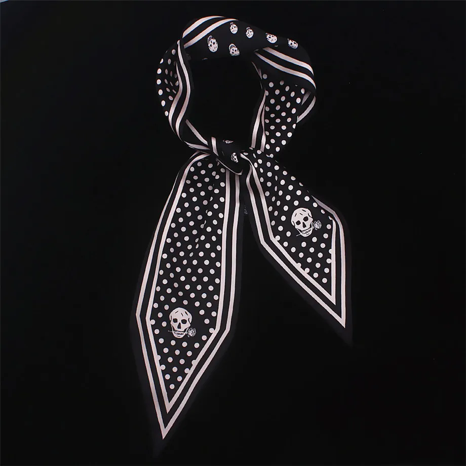 Skull Skinny Scarf дизайнерский шелковый шарф женский роскошный брендовый платок Женская Косынка модная резинка для волос сумка шарфы для дам