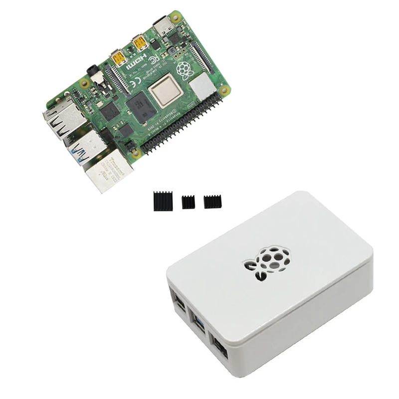 Для Raspberry Pi 4 Модель B 4G ram ABS чехол с черными радиаторами Поддержка 2,4/5,0 ГГц wifi Bluetooth 5,0 для RPI 4 DIY Kit