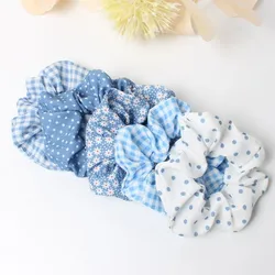 Elegant 5 - Pack Hair Scrunchie Set - Fashionable Elastic Bands (Blue)
