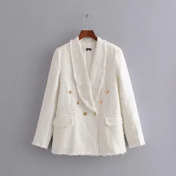 

Women jacket new style white gold buckle raw design woolen female temperament OL wind professional wild suit long-sleeved jacket